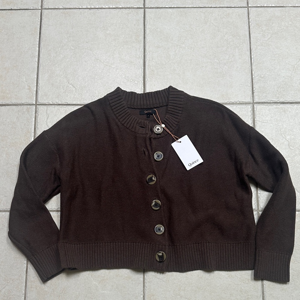 Quince Chocolate Brown Cardigan Sweater